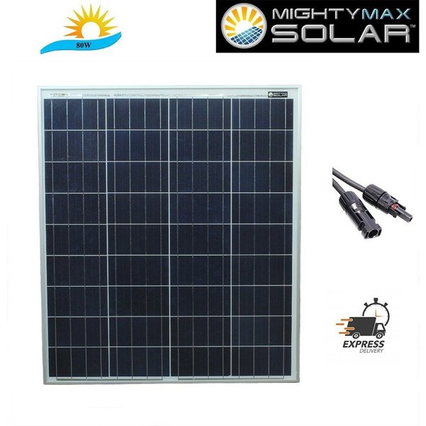 Mighty Max Battery Polycrystalline Solar Panel, 80 W, 12V MAX3543581